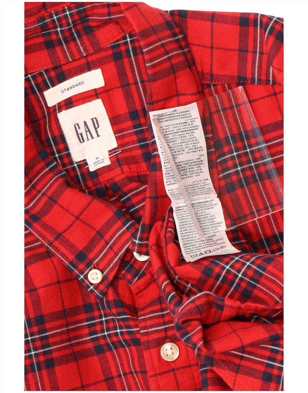 GAP Camicia da uomo in flanella vestibilità standard XL Cotone a quadri rossi