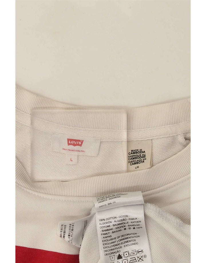 Levi's Donna Felpa oversize con grafica Maglione UK 16 Large Cotone bianco