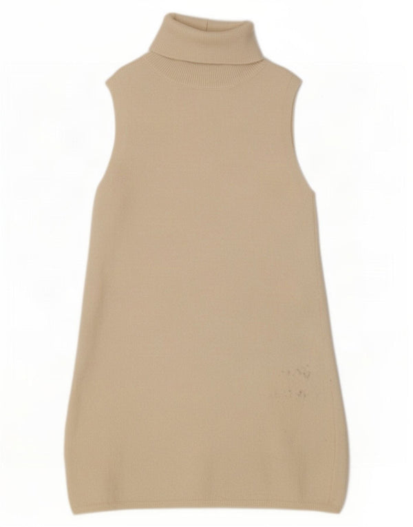 Maglione maglione senza maniche a collo alto da donna Zara UK 12 medio bianco sporco