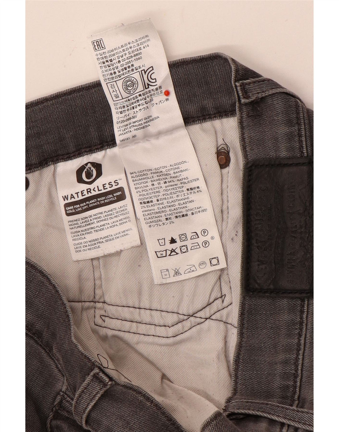 Jeans dritti da uomo Levi's W34 L30 cotone grigio