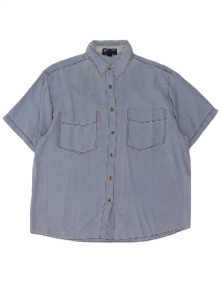 Camicia oversize a maniche corte da donna Ball On IT 38 XS Blu Seta