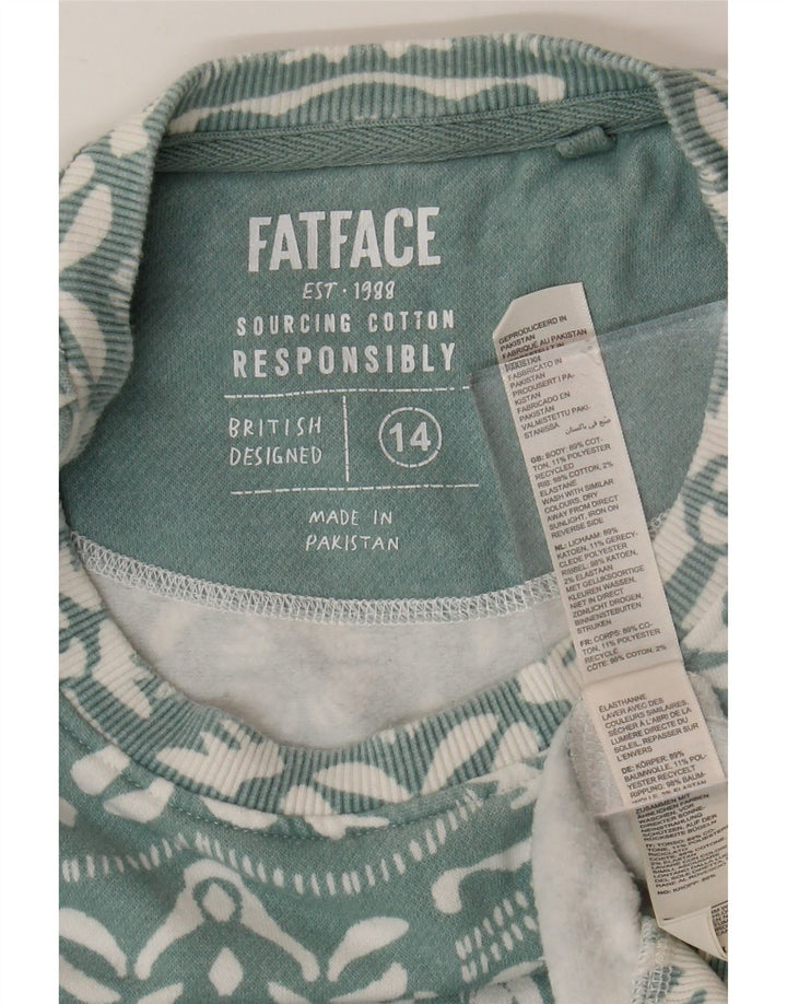 FAT FACE Felpa oversize da donna Maglione UK 14 Large Blue Paisley