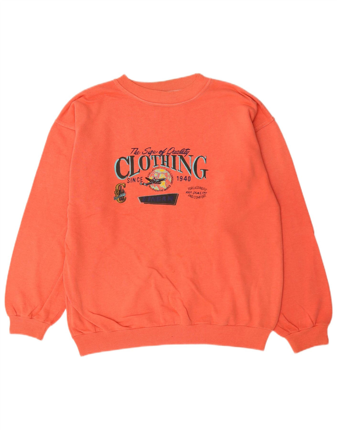 Vingar Felpa grafica da uomo Maglione grande cotone arancione