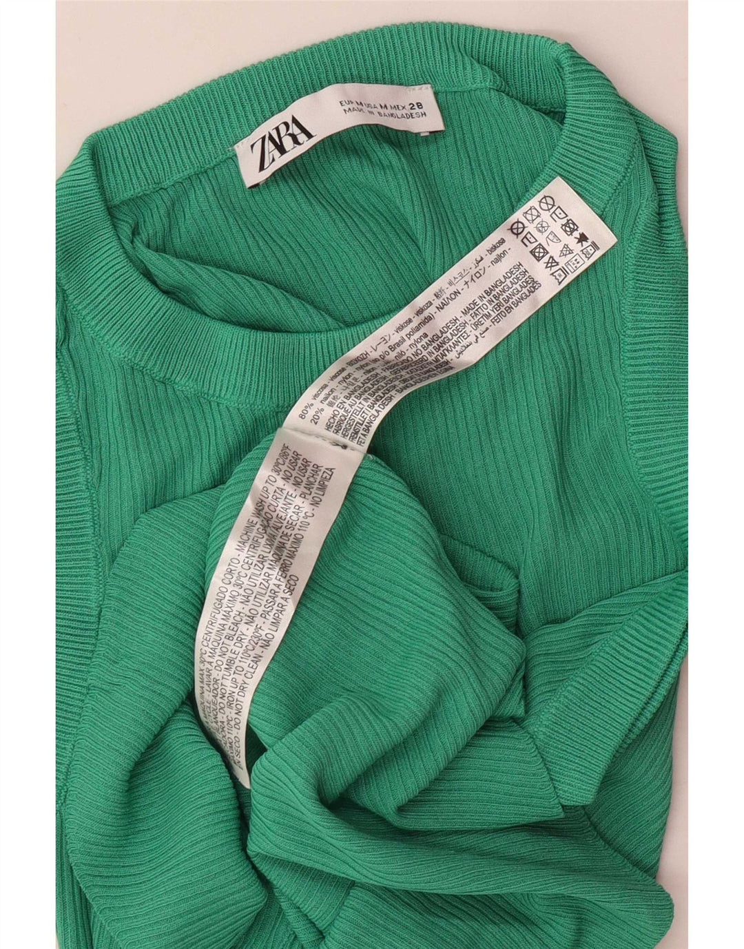 Canotta da donna Zara UK 12 in viscosa verde medio