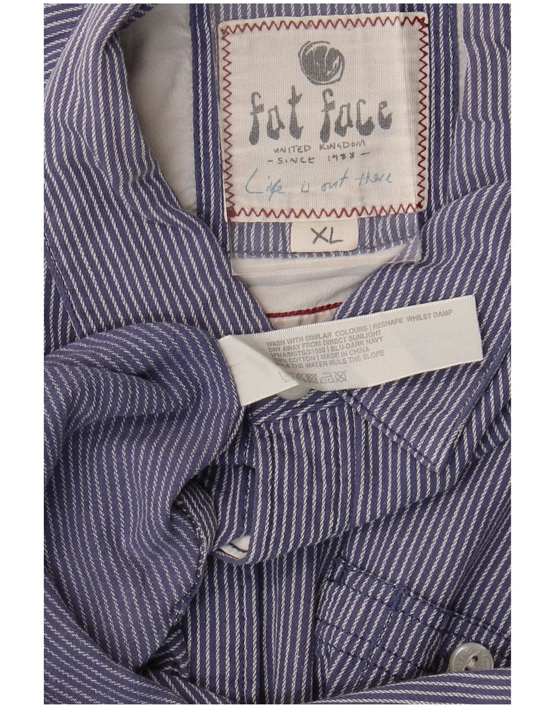 Camicia da uomo Fat Face XL in cotone gessato blu