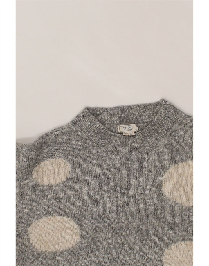 FAT FACE Womens Turtle Neck Jumper Sweater UK 12 Medium Grey Geometric Vintage Fat Face and Second-Hand Fat Face from Messina Hembry 
