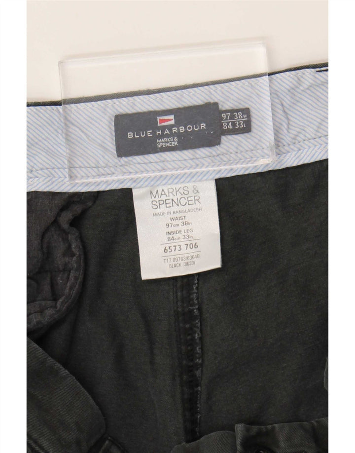 Pantaloni chino dritti Marks & Spencer da uomo blu Harbour W38 L30 neri