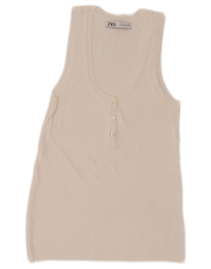 Camicetta senza maniche da donna Zara UK 14 grande bianca