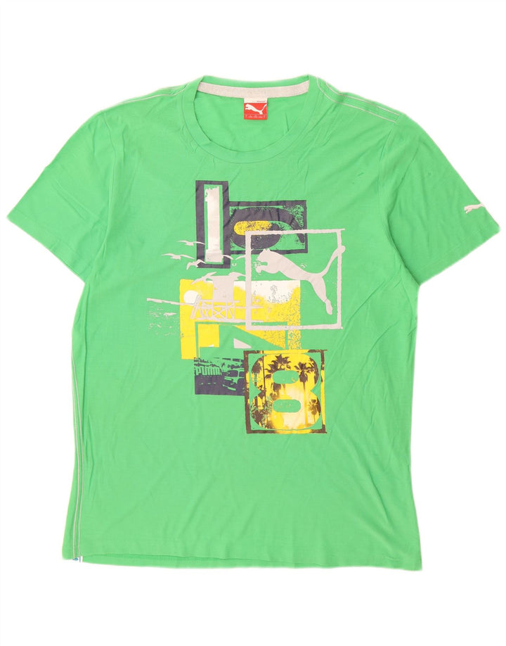 T-shirt grafica da uomo Puma Top grande in cotone verde