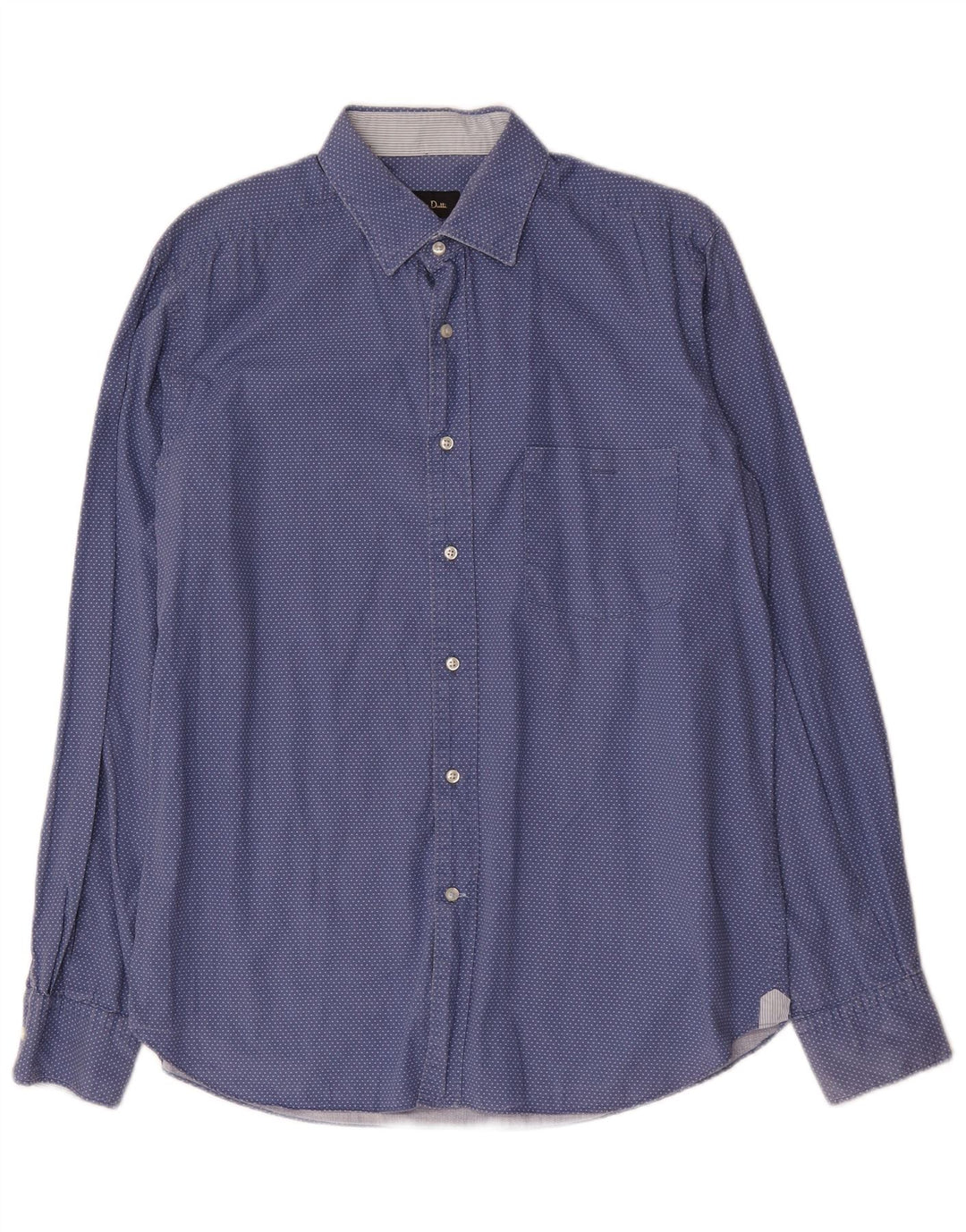 Camicia da uomo slim fit Massimo Dutti, cotone a pois grandi blu