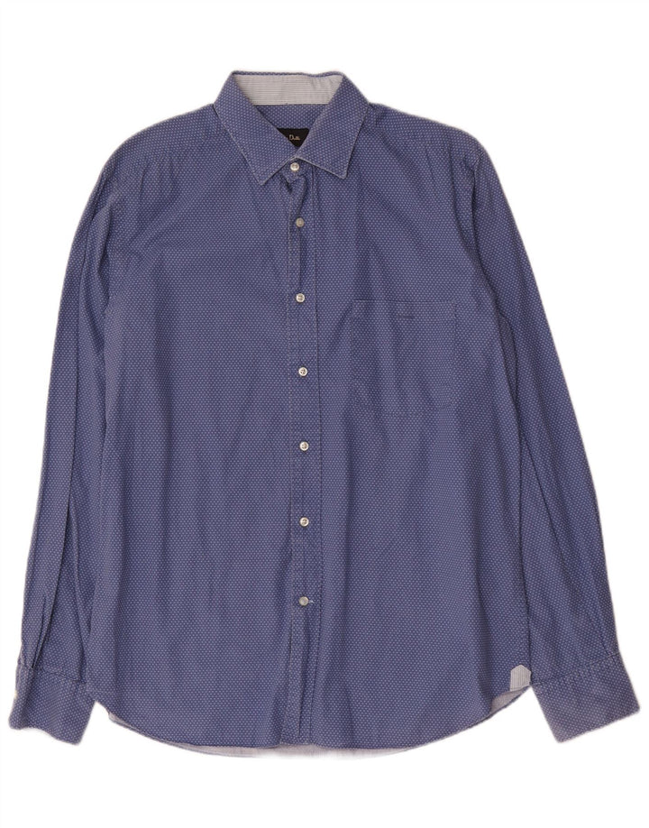 Camicia da uomo slim fit Massimo Dutti, cotone a pois grandi blu