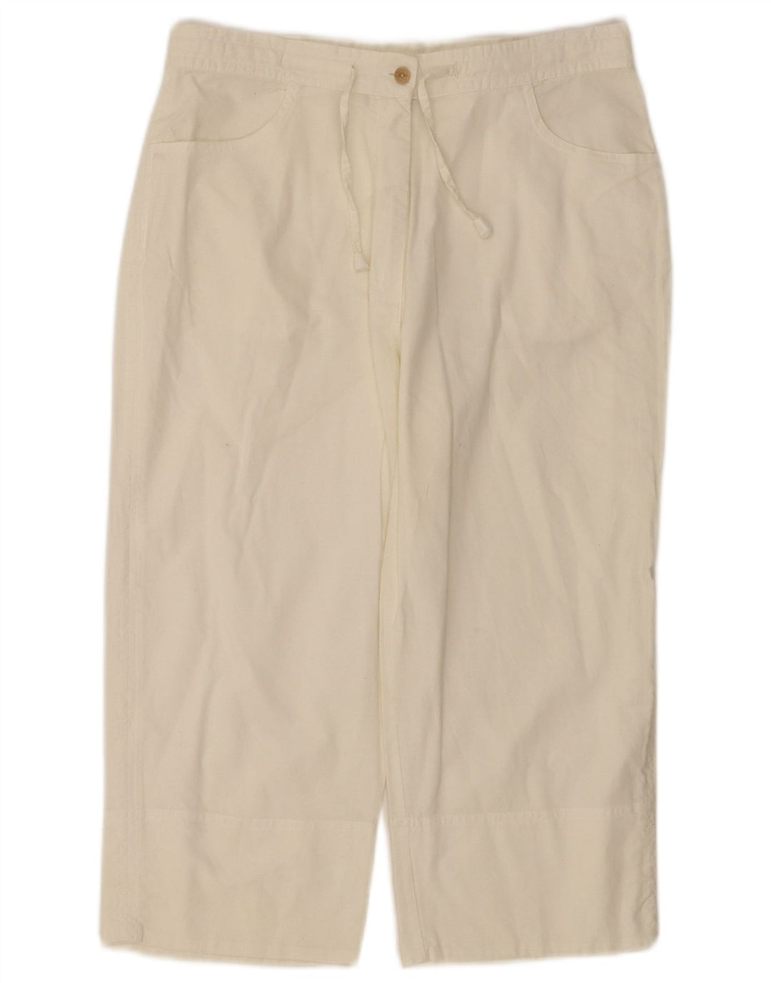 Pantaloni capri dritti da donna VINTAGE medi W28 L18 cotone bianco
