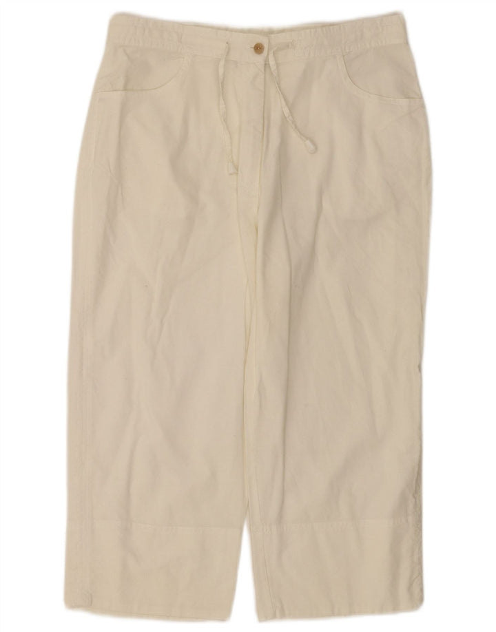 Pantaloni capri dritti da donna VINTAGE medi W28 L18 cotone bianco