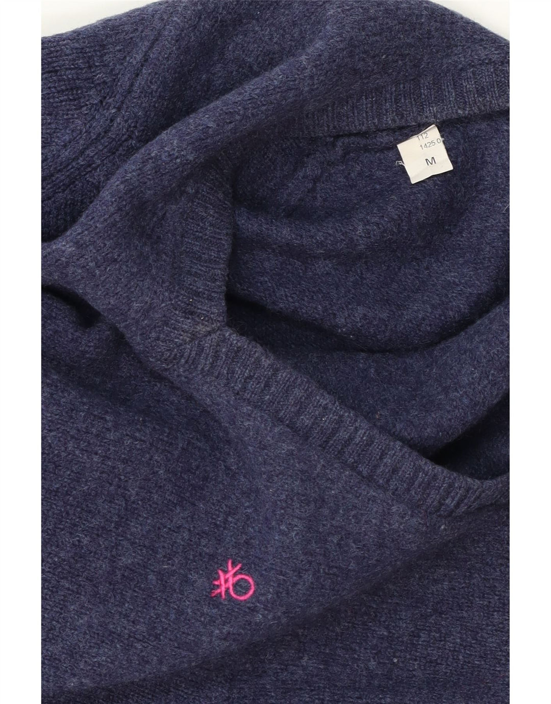 BENETTON Womens V-Neck Jumper Sweater UK 12 Medium Navy Blue Wool Vintage Benetton and Second-Hand Benetton from Messina Hembry 