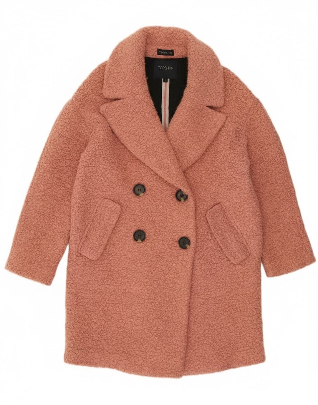 Cappotto doppiopetto oversize da donna Topshop UK 10 piccolo lana rosa