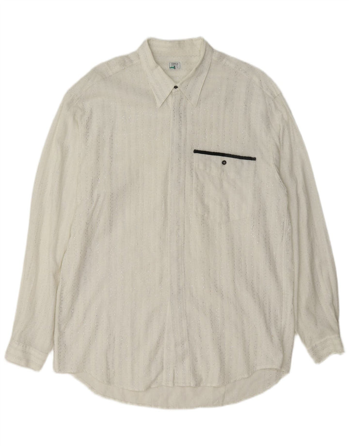 Camicia vintage da uomo a righe bianche grandi