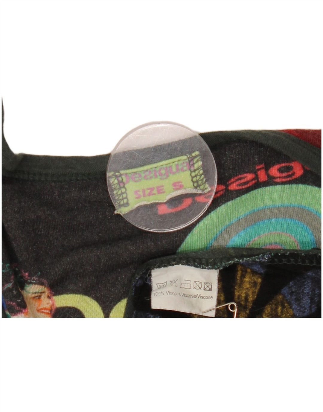 Desigual Womens Graphic Top manica lunga UK 8 Small multicolore in viscosa