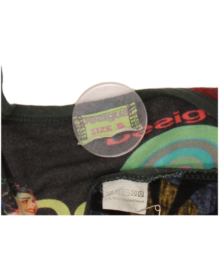 Desigual Womens Graphic Top manica lunga UK 8 Small multicolore in viscosa