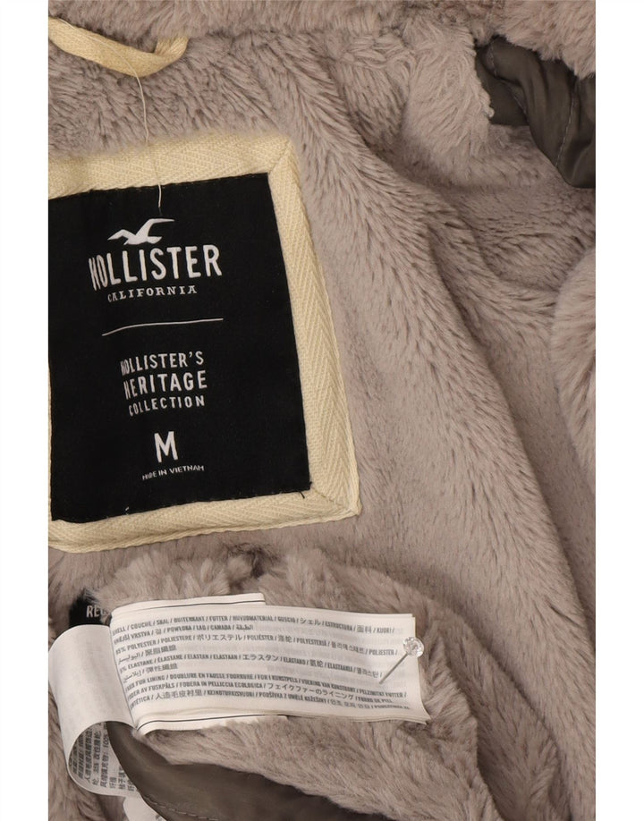Giacca Hollister Sherpa Parka da donna con cappuccio UK 14 Poliestere grigio medio
