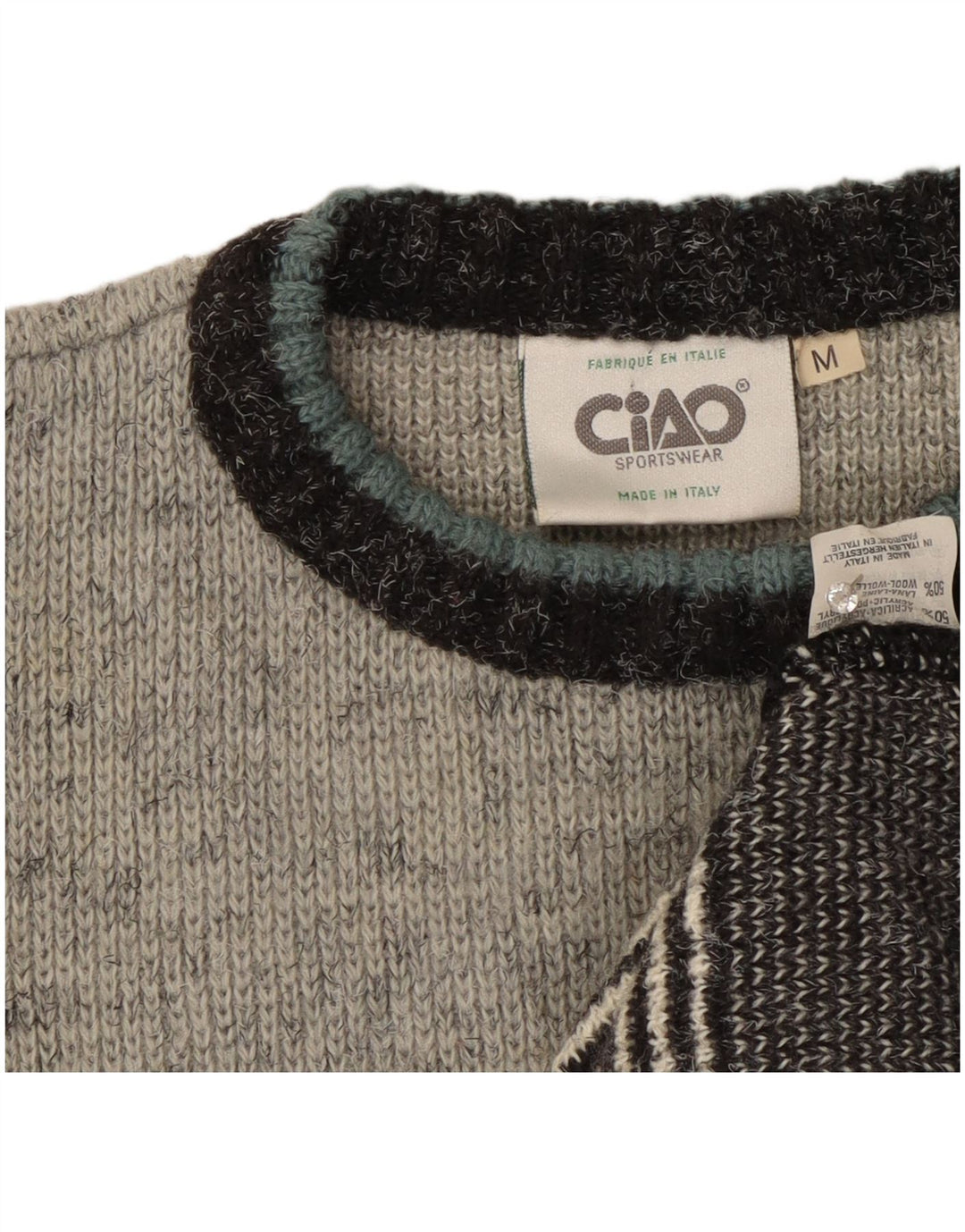 Maglione maglione girocollo da uomo Ciao, acrilico color block grigio medio