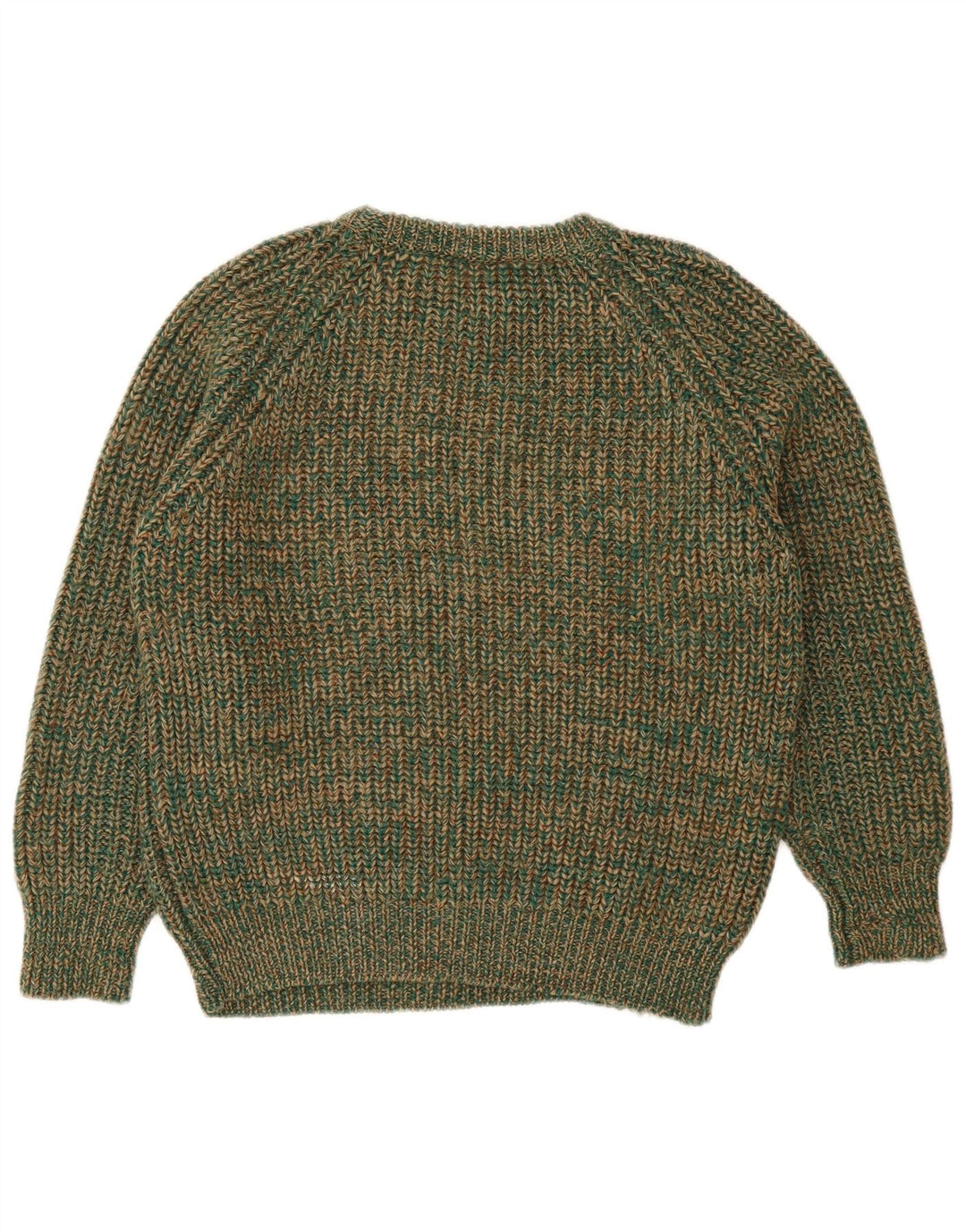 Maglione maglione girocollo da donna vintage IT 42 Lana screziata verde medio