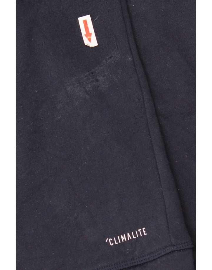 Maglione con cappuccio e zip Adidas Climalite da uomo medio in poliestere blu navy