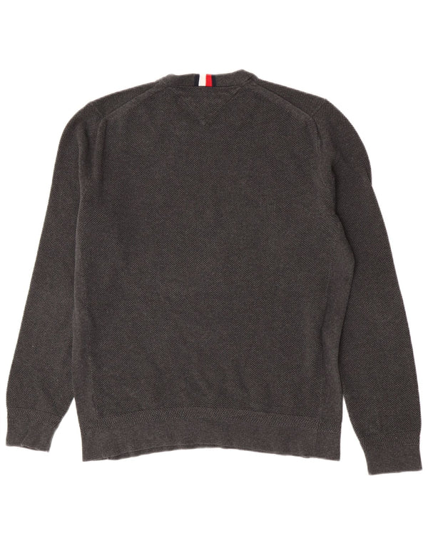 Maglione girocollo da uomo Tommy Hilfiger XL in cotone grigio
