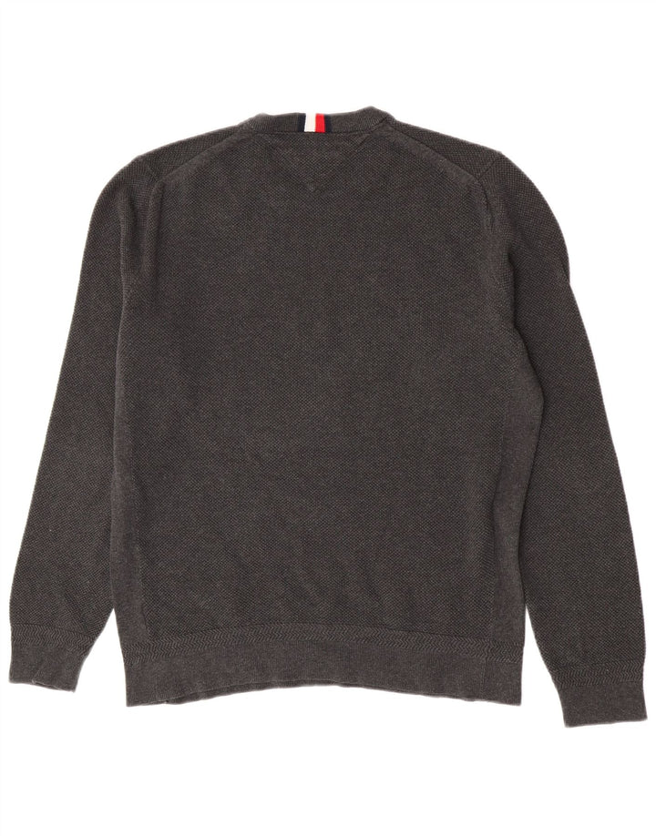 Maglione girocollo da uomo Tommy Hilfiger XL in cotone grigio