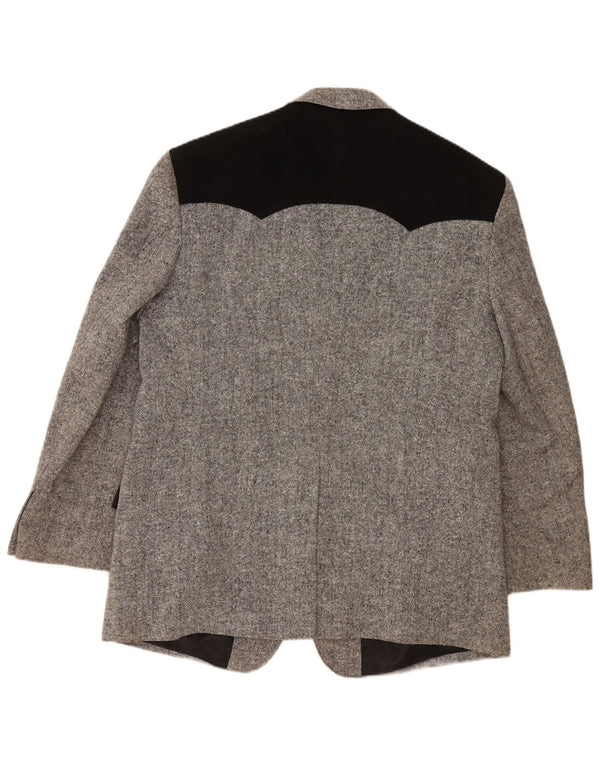 STOCKERPOINT Giacca blazer a 2 bottoni da uomo UK 44 2XL Lana color block grigia