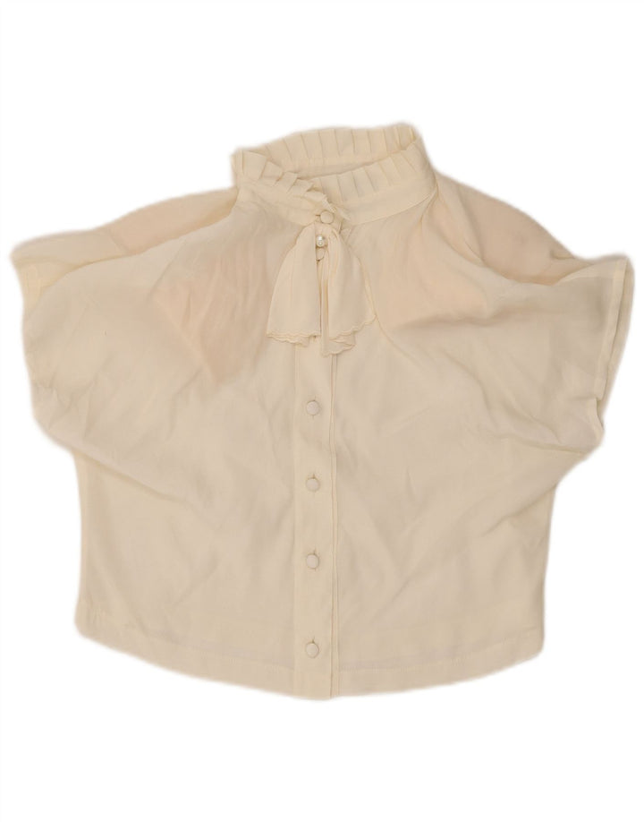 Camicetta vintage da donna a maniche corte corta IT 44 medio bianco sporco