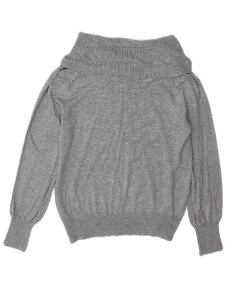 Maglione maglione a collo alto da donna Marks & Spencer UK 12 Viscosa grigio medio