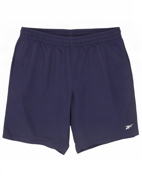 Pantaloncini sportivi Reebok da uomo medi blu navy in poliammide