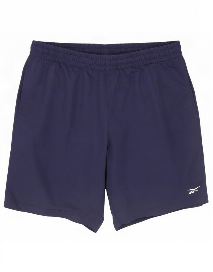 Pantaloncini sportivi Reebok da uomo medi blu navy in poliammide