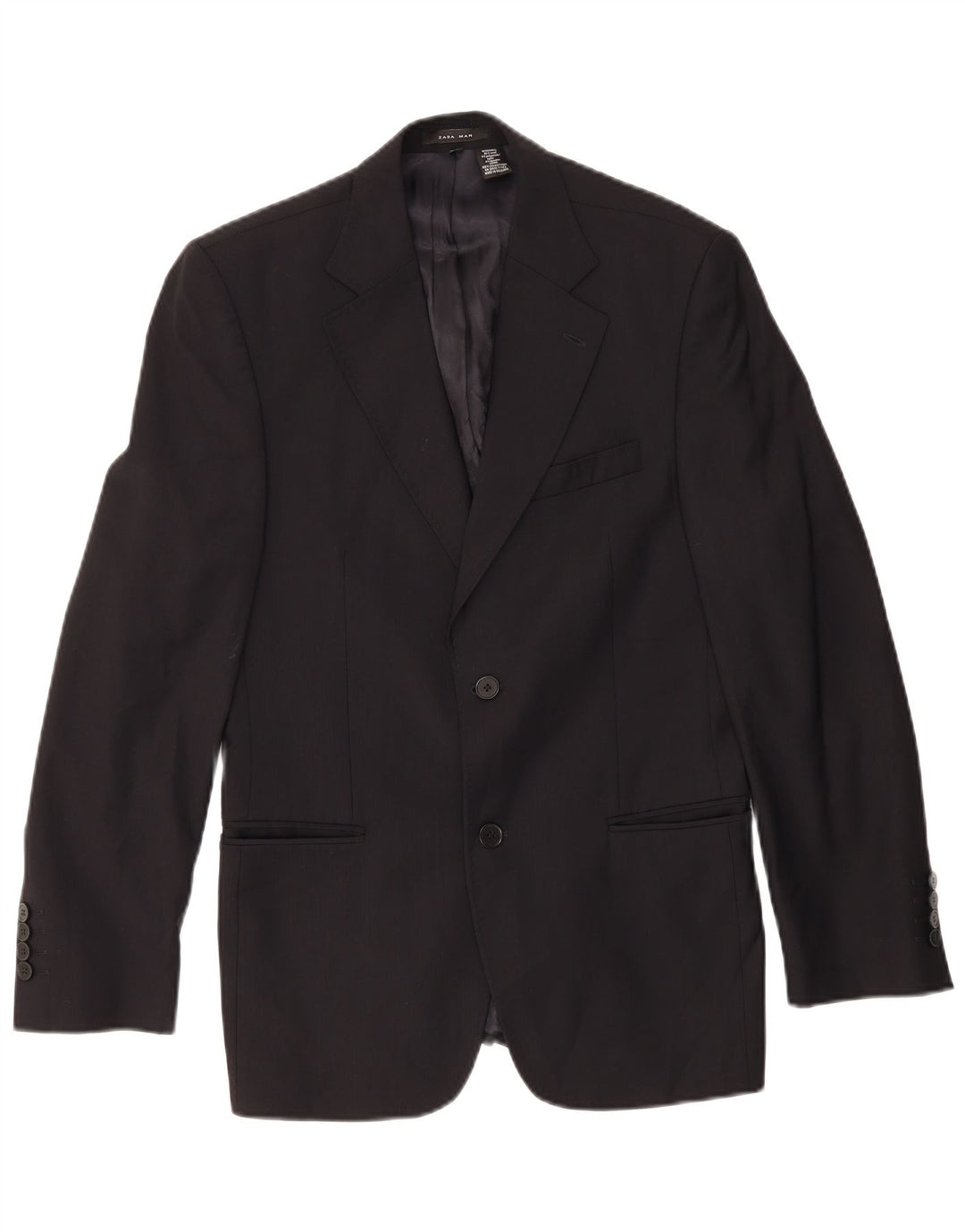 Giacca blazer da uomo a 2 bottoni Zara EU 46 piccola in lana blu navy