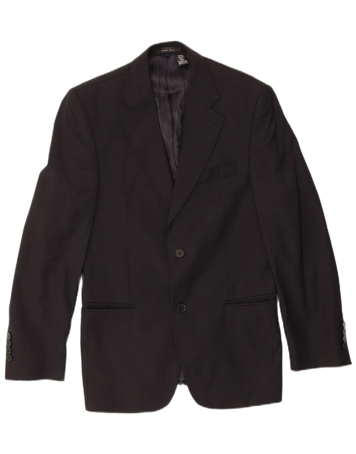 Giacca blazer da uomo a 2 bottoni Zara EU 46 piccola in lana blu navy