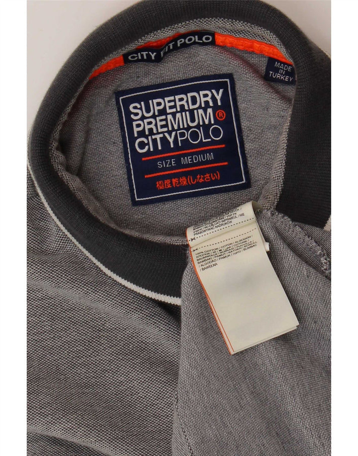 Polo da uomo Superdry in cotone grigio medio