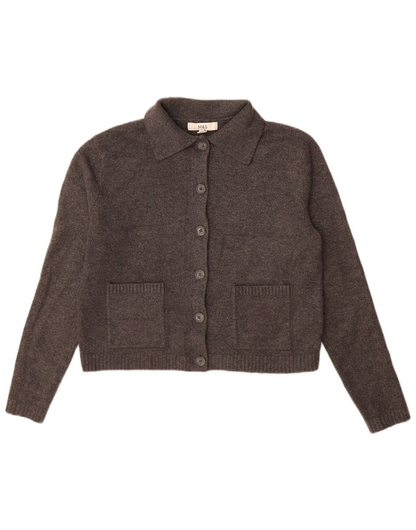 Maglione cardigan da donna Marks & Spencer UK 10 piccolo poliestere grigio