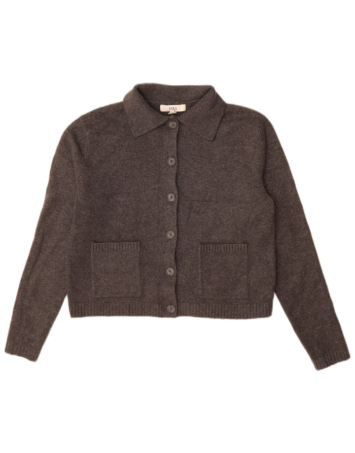 Maglione cardigan da donna Marks & Spencer UK 10 piccolo poliestere grigio