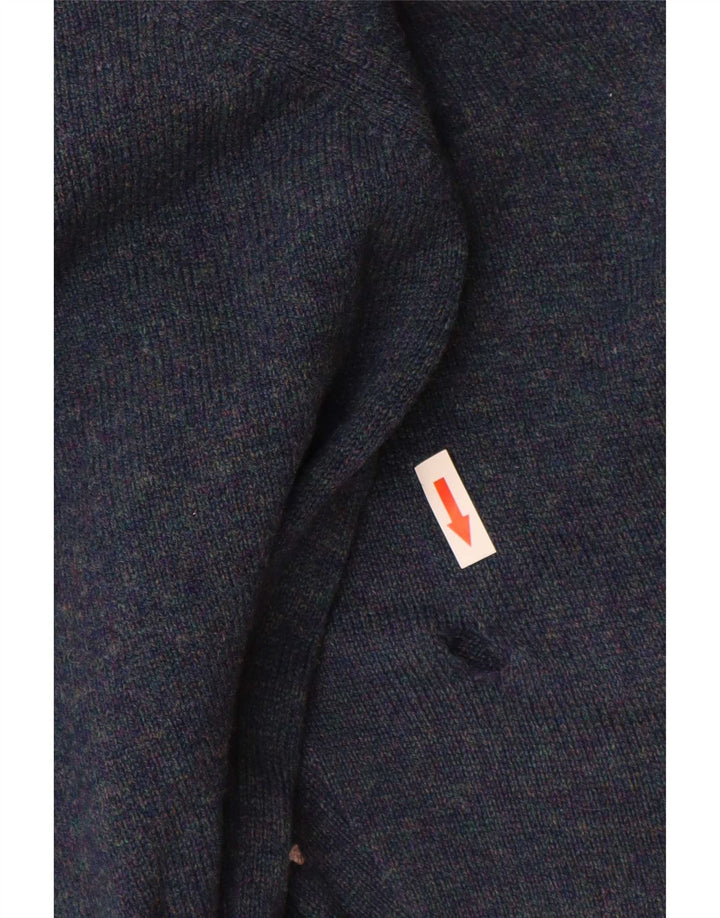 Maglione maglione girocollo da uomo Marks & Spencer blu medio in lana d'agnello