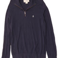 Maglione da uomo con zip e collo Penguin, grande, in cotone blu navy