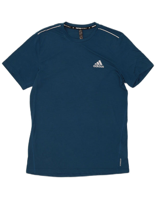 Maglietta Adidas Aeroready da uomo in poliestere blu medio
