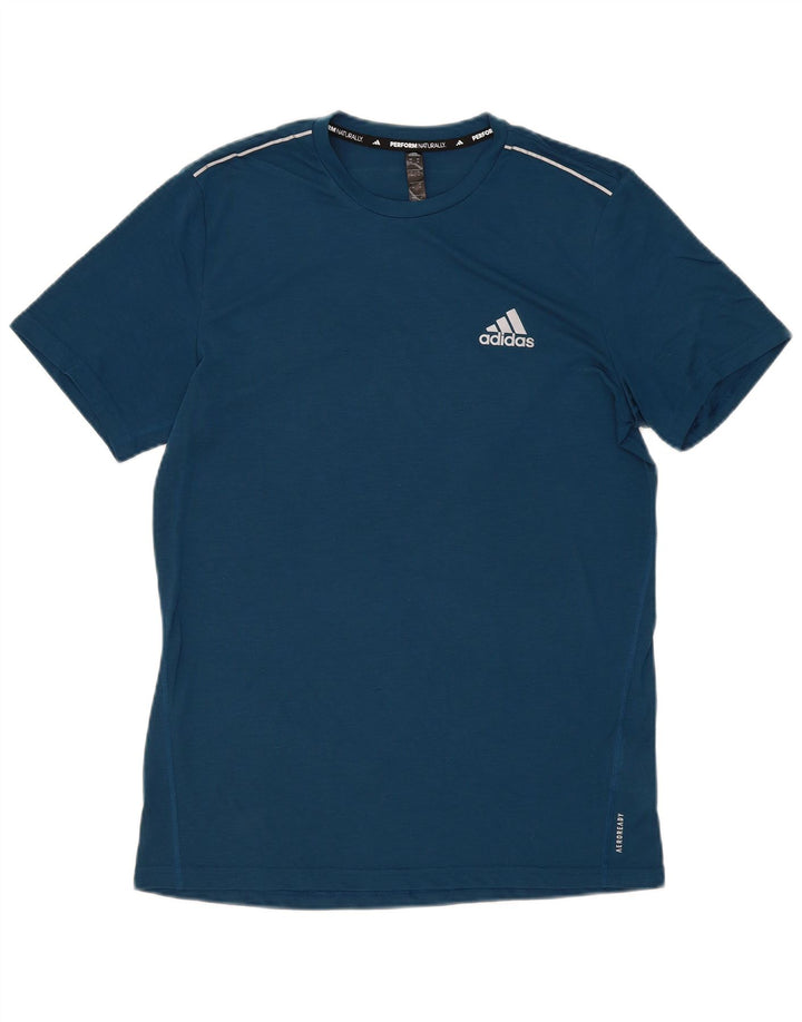 Maglietta Adidas Aeroready da uomo in poliestere blu medio