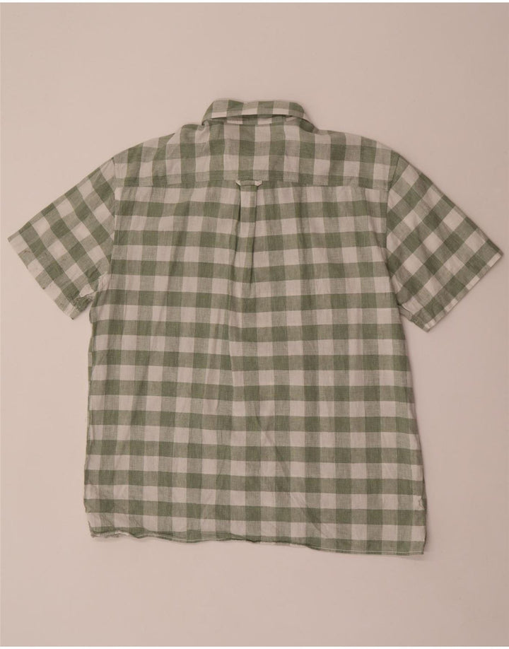 JOULES Camicia da uomo a maniche corte in cotone a quadri verdi grandi