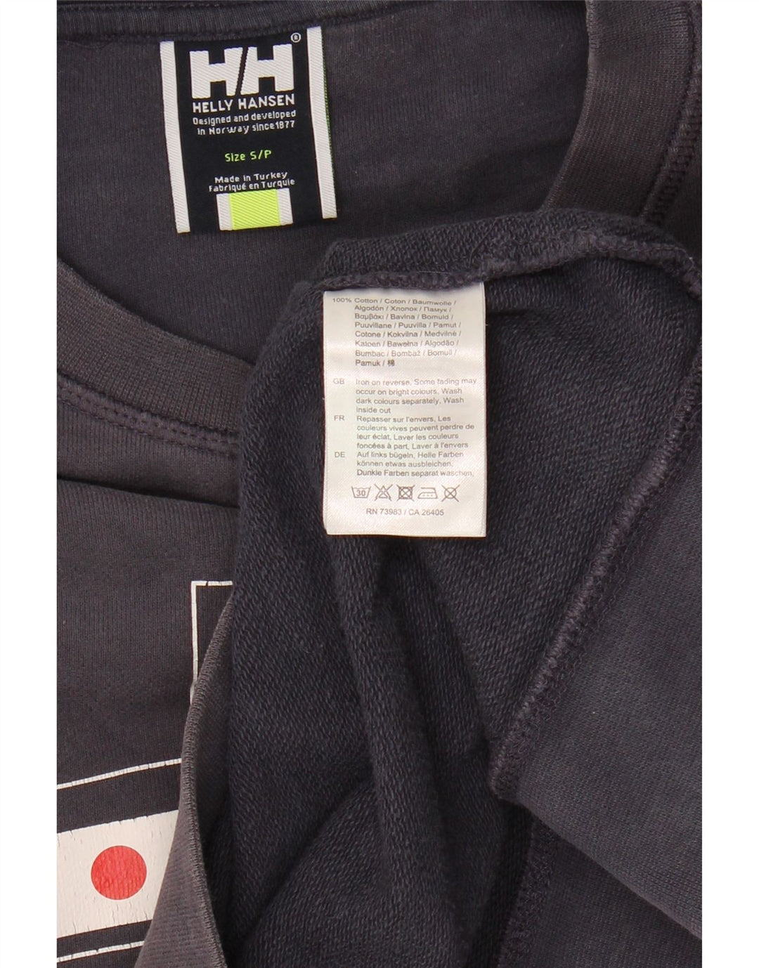 HELLY HANSEN Mens Graphic Sweatshirt Jumper Small Grey Cotton
