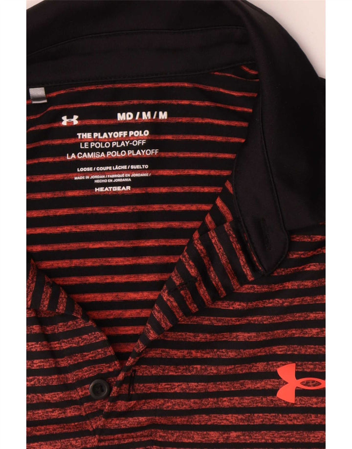 Polo Under Armour da uomo Heat Gear in poliestere a righe arancione medio