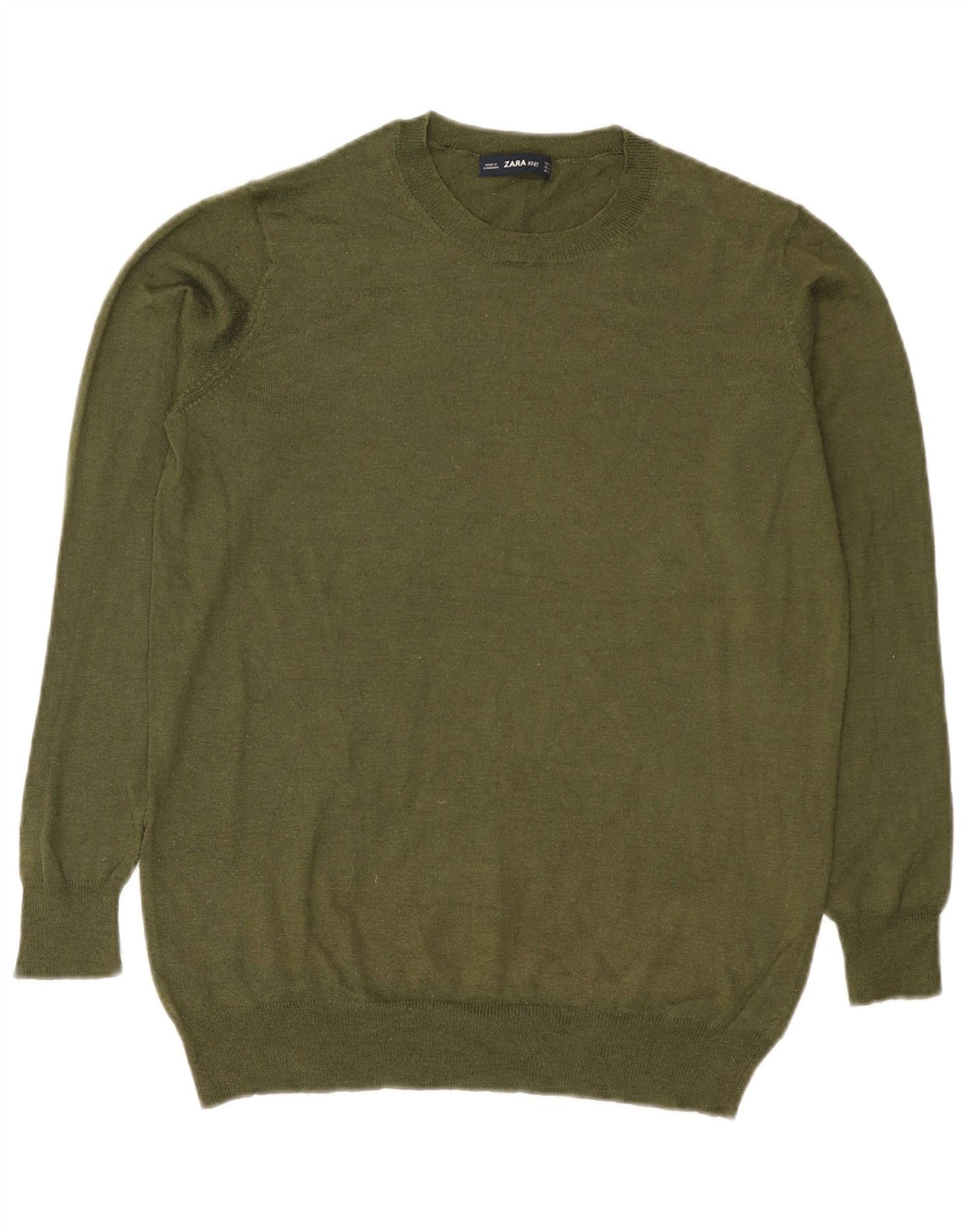 Maglione maglione girocollo da donna Zara UK 14 poliestere kaki medio