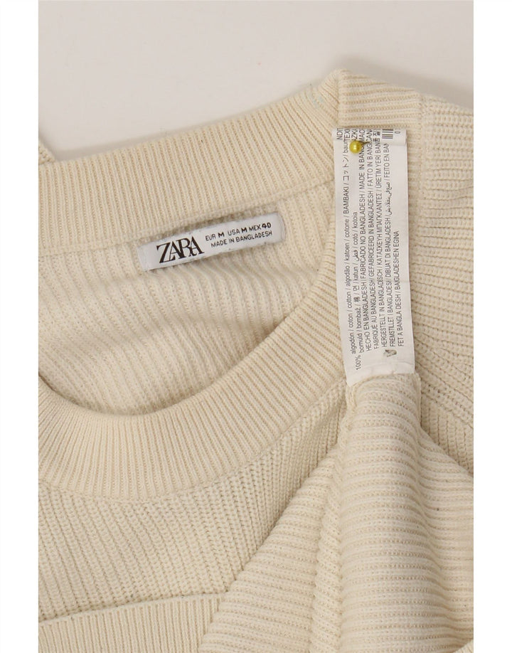 Maglione maglione girocollo da uomo Zara in cotone beige medio
