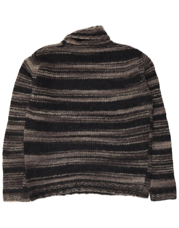 Maglione maglione a collo alto da donna Benetton UK 14 Large Grey Striped