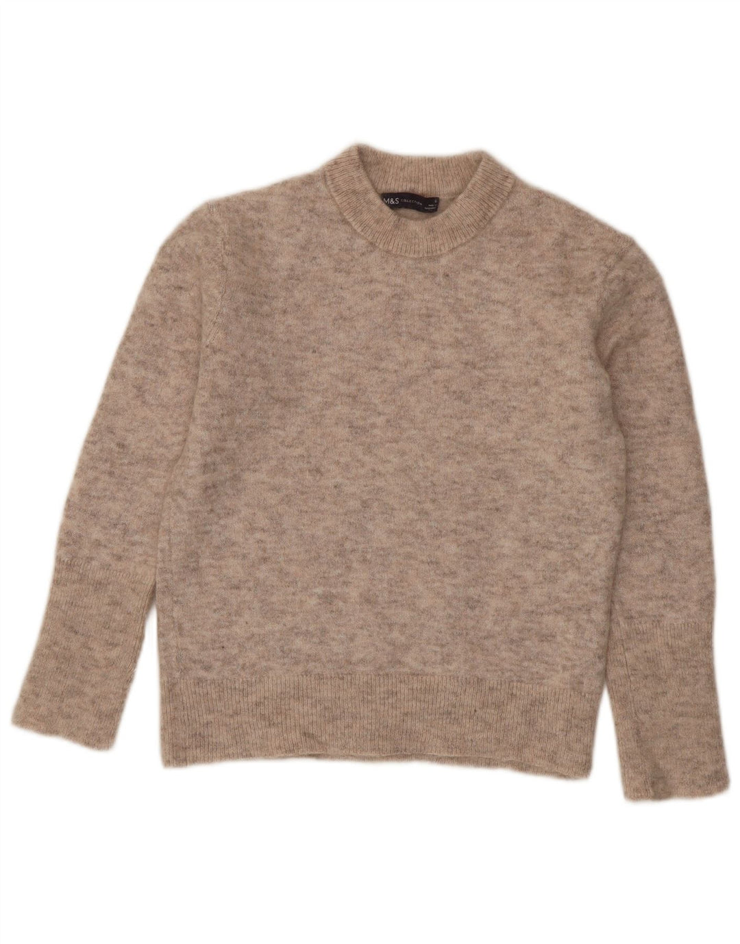 Maglione maglione girocollo da donna Marks & Spencer UK 10 piccolo beige screziato