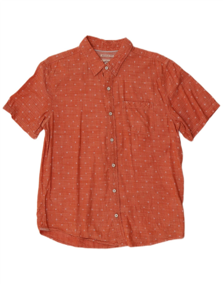 Camicia da uomo a maniche corte, vestibilità regolare, Fat Face, cotone maculato arancione medio